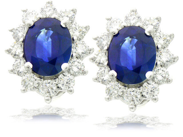 18k white gold Blue sapphire and diamond earrings