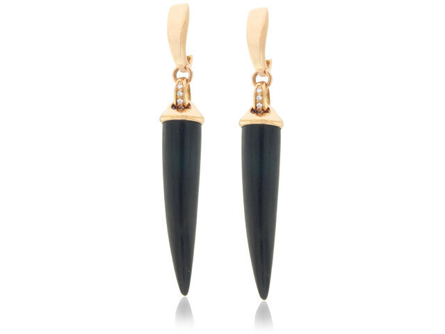 18K Yellow Gold Ebony Horn Earrings