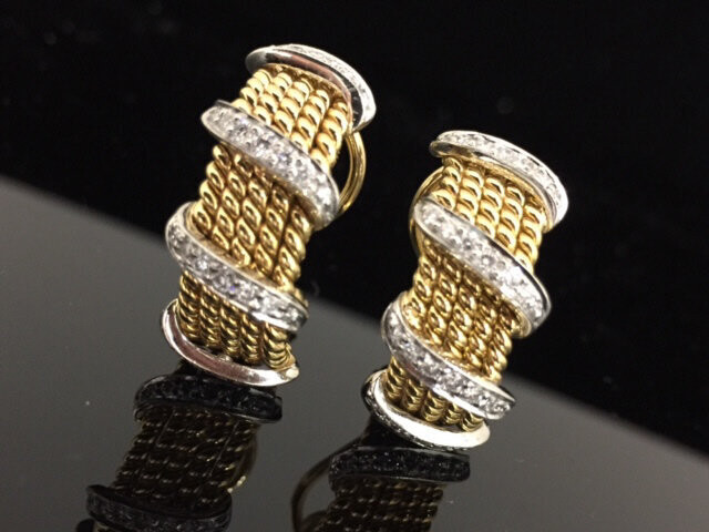 18K Yellow Gold Tiffany & Co. Schlumberger Diamond Earrings