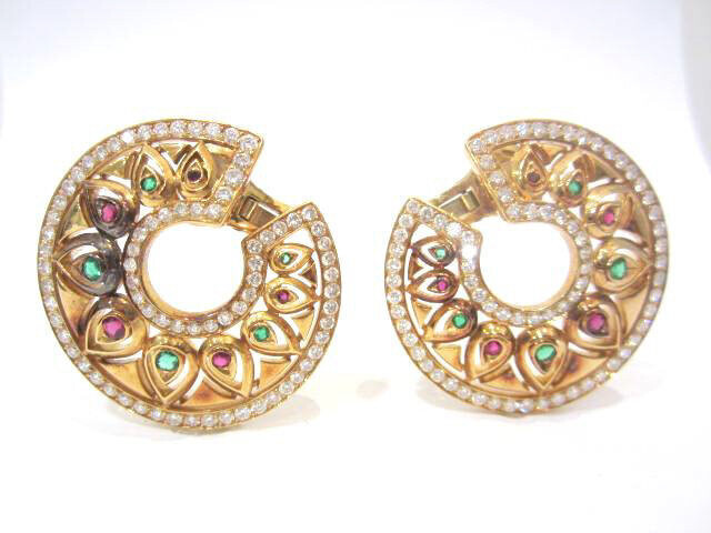 18K Yellow Gold Cartier Ruby, Sapphire, Emerald and Di