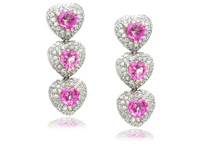 18KW PINK SAPPHIRE DANGLE EARRINGS