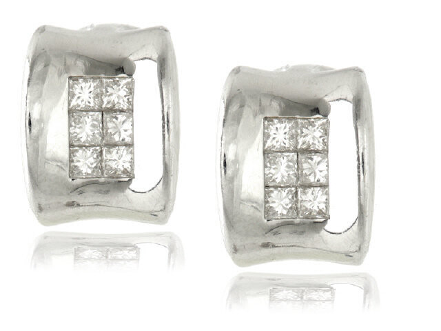 White Gold and Diamond Huggy Earrings