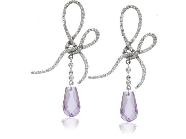 18KW AMETHYST DANGLE EARRINGS