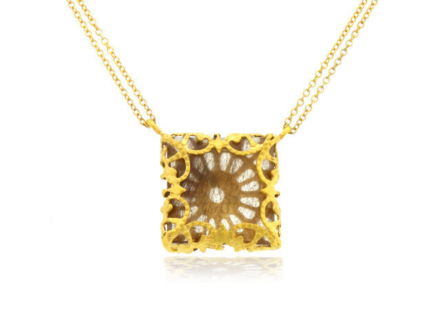 14k yellow gold rutilated quartz
