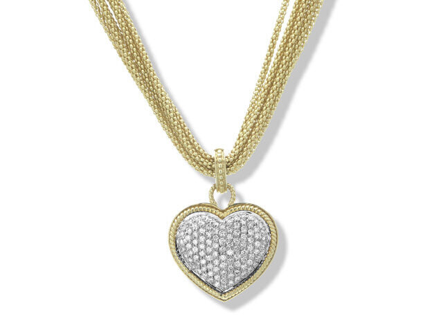 Multi strand diamond heart necklace deals