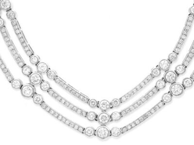 18k white gold three row Diamond Necklace