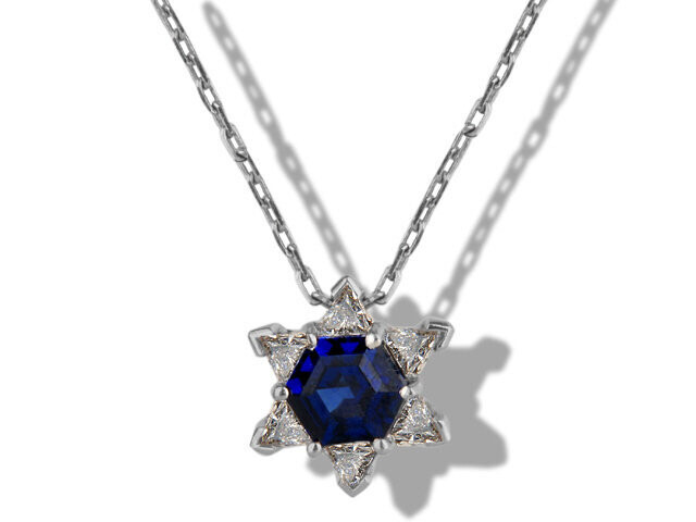 PLATINUM & DIAMOND JEWISH STAR PENDANT