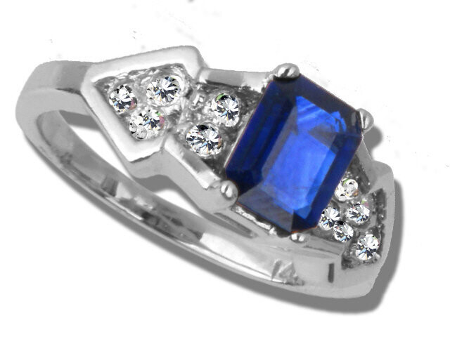 14K White Gold Sapphire and Diamond Ring