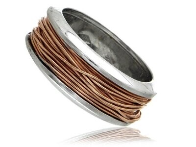 14K WHITE GOLD WITH FANCY PINK GOLD WIRE BAND RIN