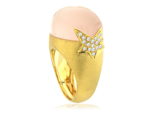 14k yellow gold pink chalcedony ring