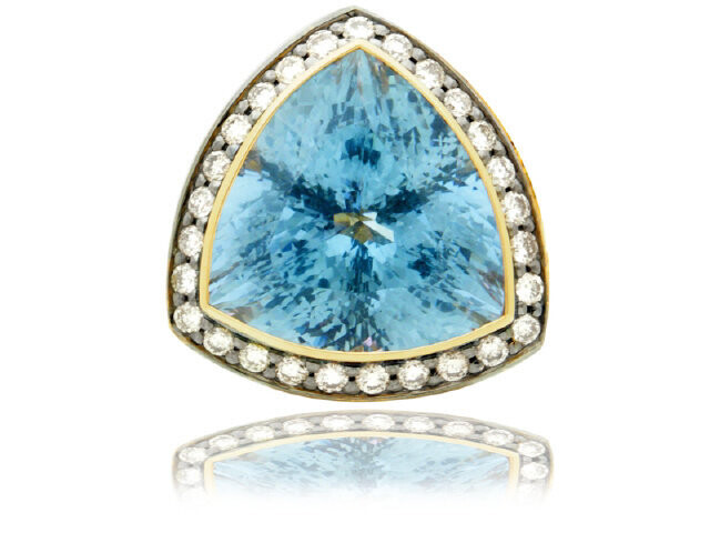 18K ROSE GOLD BLUE TOPAZ MULTI COLOR SAPPHIRE & DIAMON