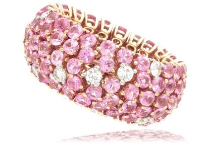 18K Rose Gold Pink Sapphire and Diamond Flexible Ring