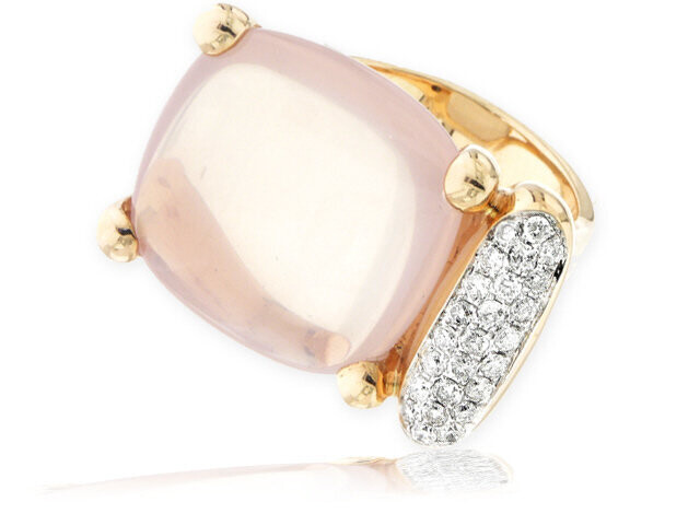 18K ROSE GOLD SMOKEY ROSE QUARTZ DIAMOND RING