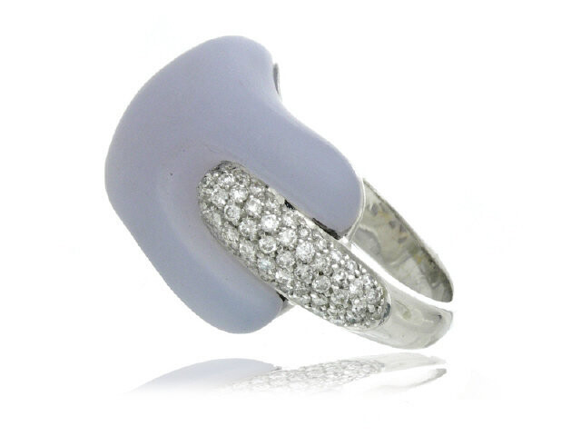 Guitar Chalcedony and Diamond Ring