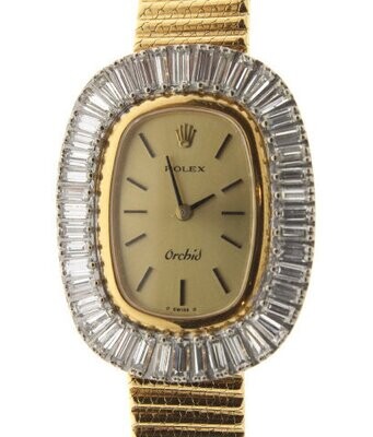 18K Yellow Gold Diamond Ladies Rolex Orchid Watch