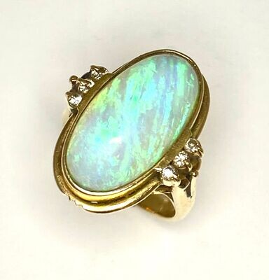 Unique Opal & Diamond Ring 4.25cts Opal