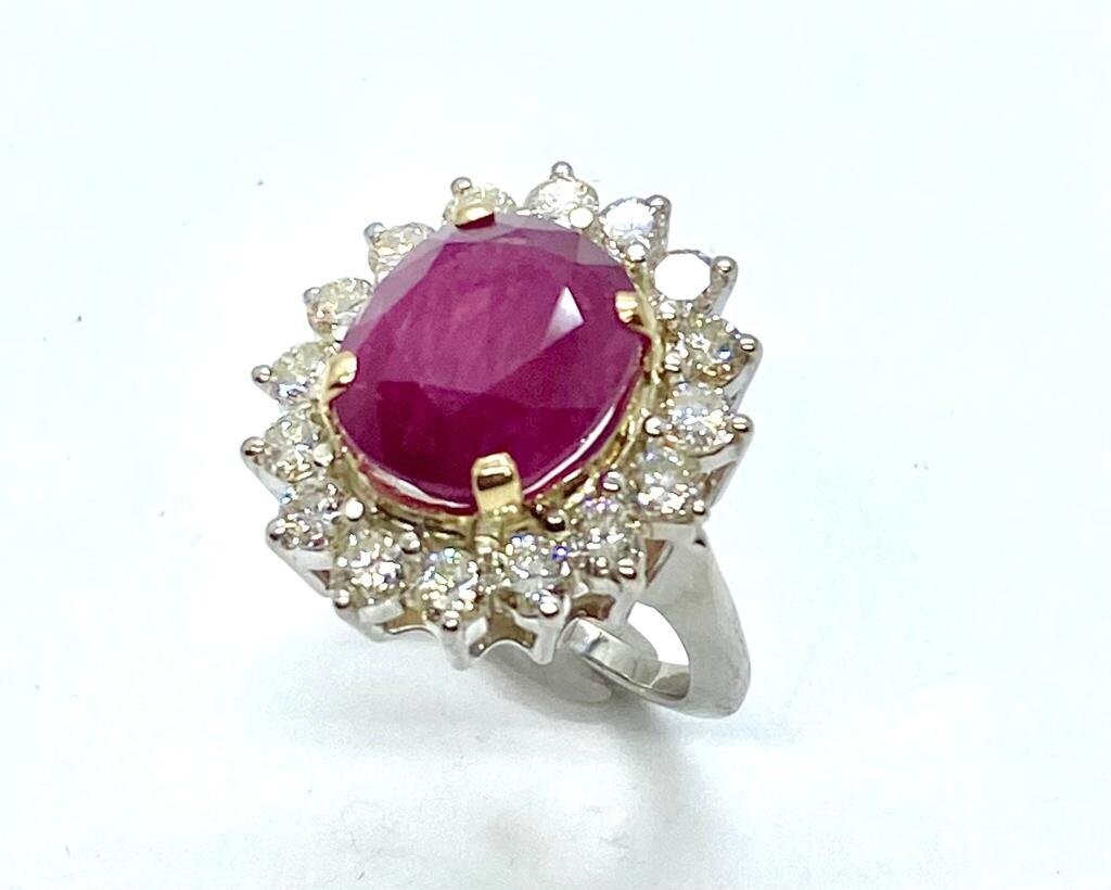 GIA Oval Ruby and Diamond Ring