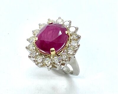 GIA Oval Ruby and Diamond Ring