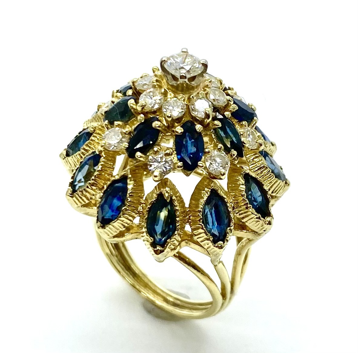 Estate Blue Sapphire and Diamond Dome Ring