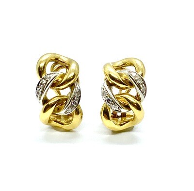 Estate link style Gold and Diamond Earrings