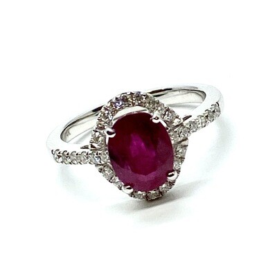Thailand Oval Ruby and Diamond Ring