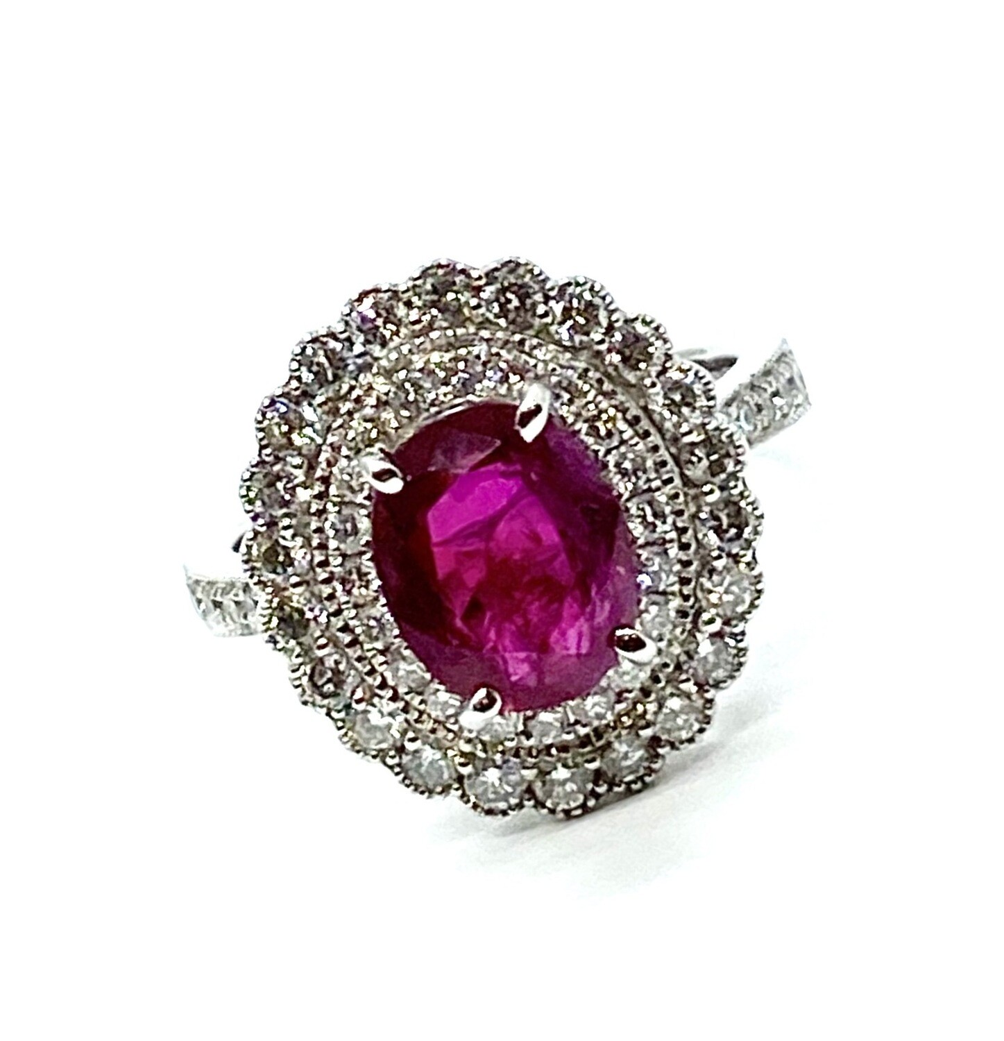 Gold GIA Ruby no heat and Diamond Ring