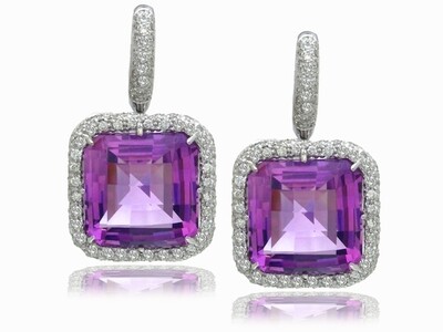 Estate Amethyst and Diamond Earrings