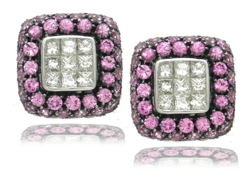 Pink Sapphire and Diamond Earrings