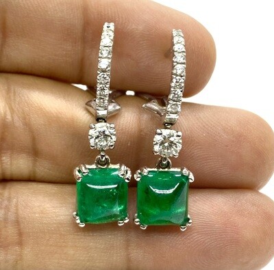 Sugarloaf Cabochon and Diamond Earrings