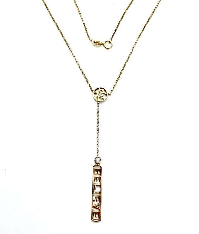 "BELIEVE" Necklace in Gold and Diamond