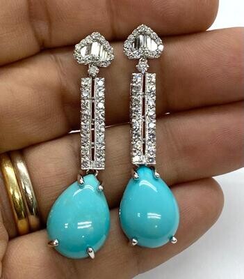 Turquoise and Diamond Earrings