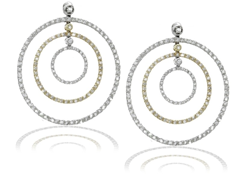 Yellow and White Gold Diamond Earrings