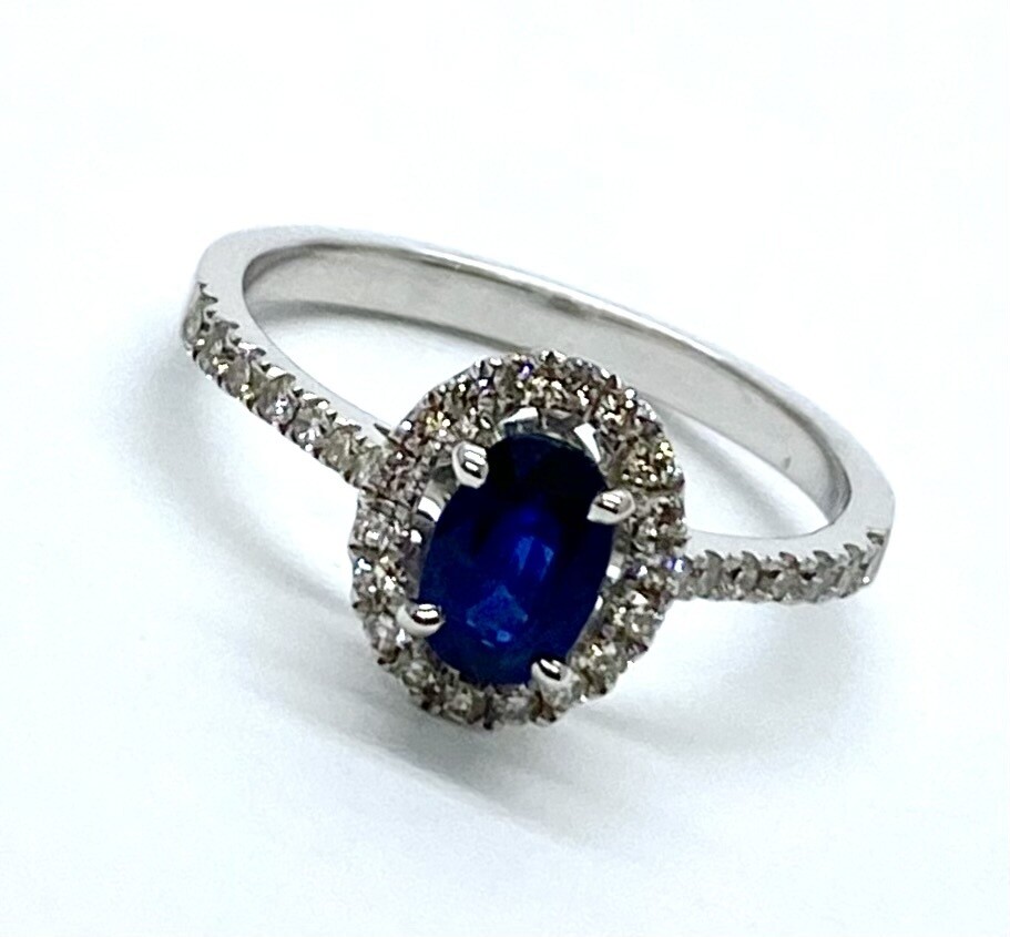 Blue Sapphire and Diamond Ring