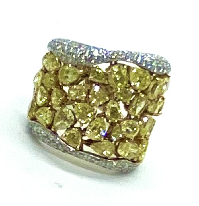 Fancy Yellow Diamond Wide Band Ring