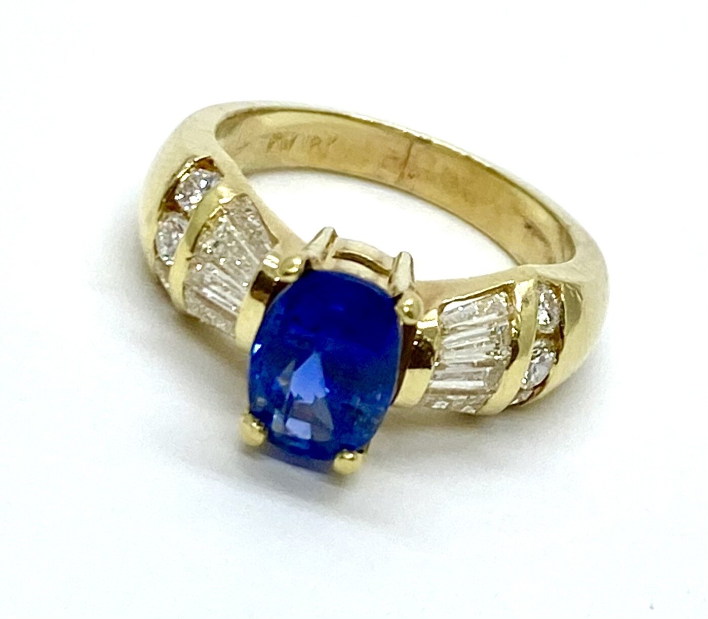 Blue Sapphire and Diamond Ring
