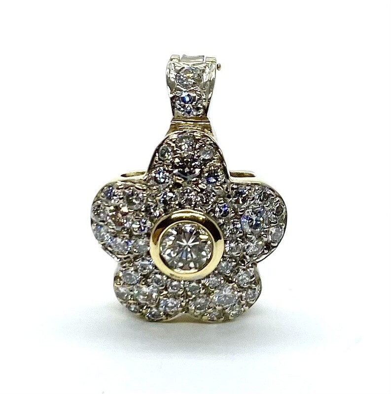 Yellow Gold and Diamond Flower Pendant