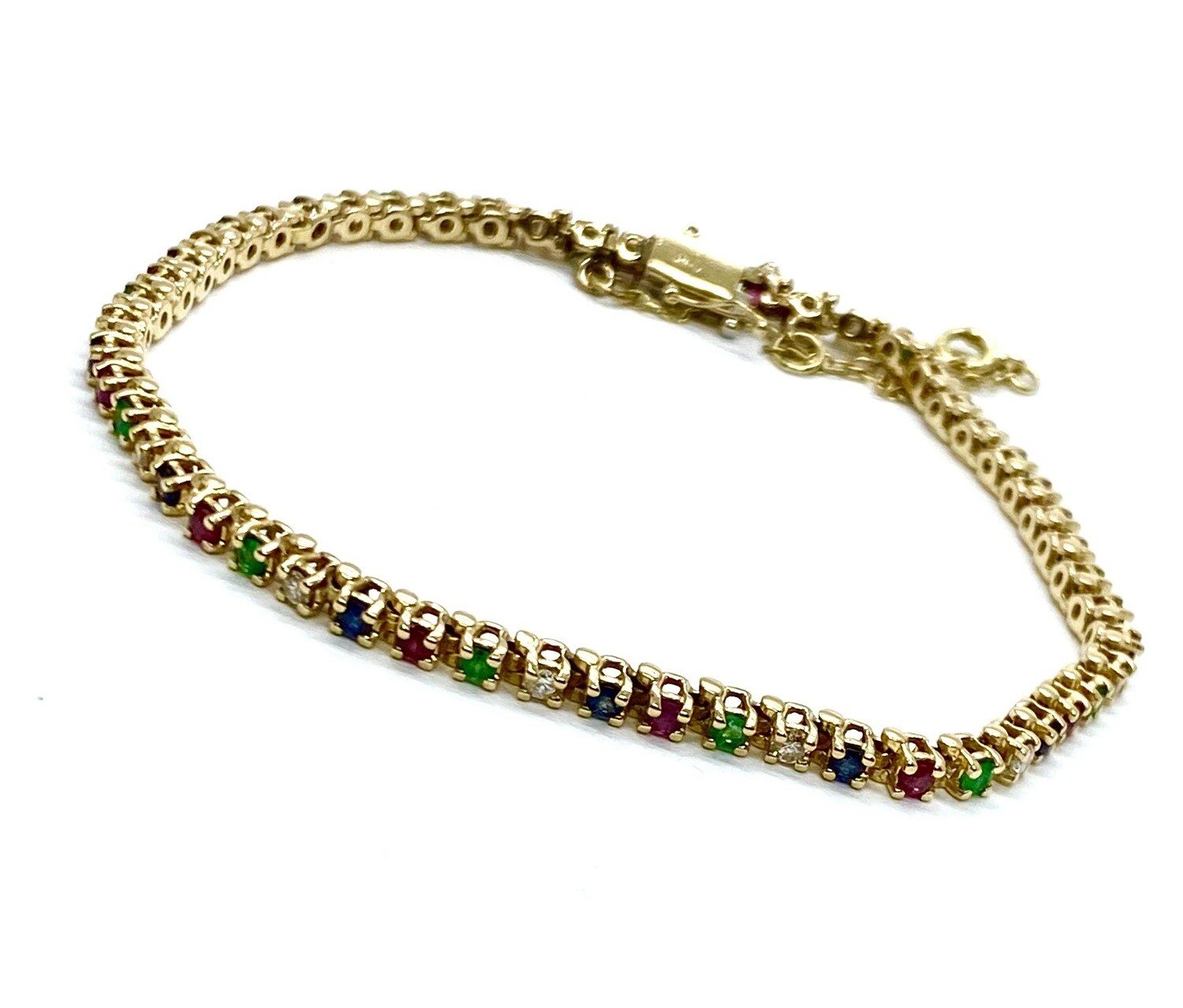 Ruby, Sapphire, Emerald and Diamond Bracelet