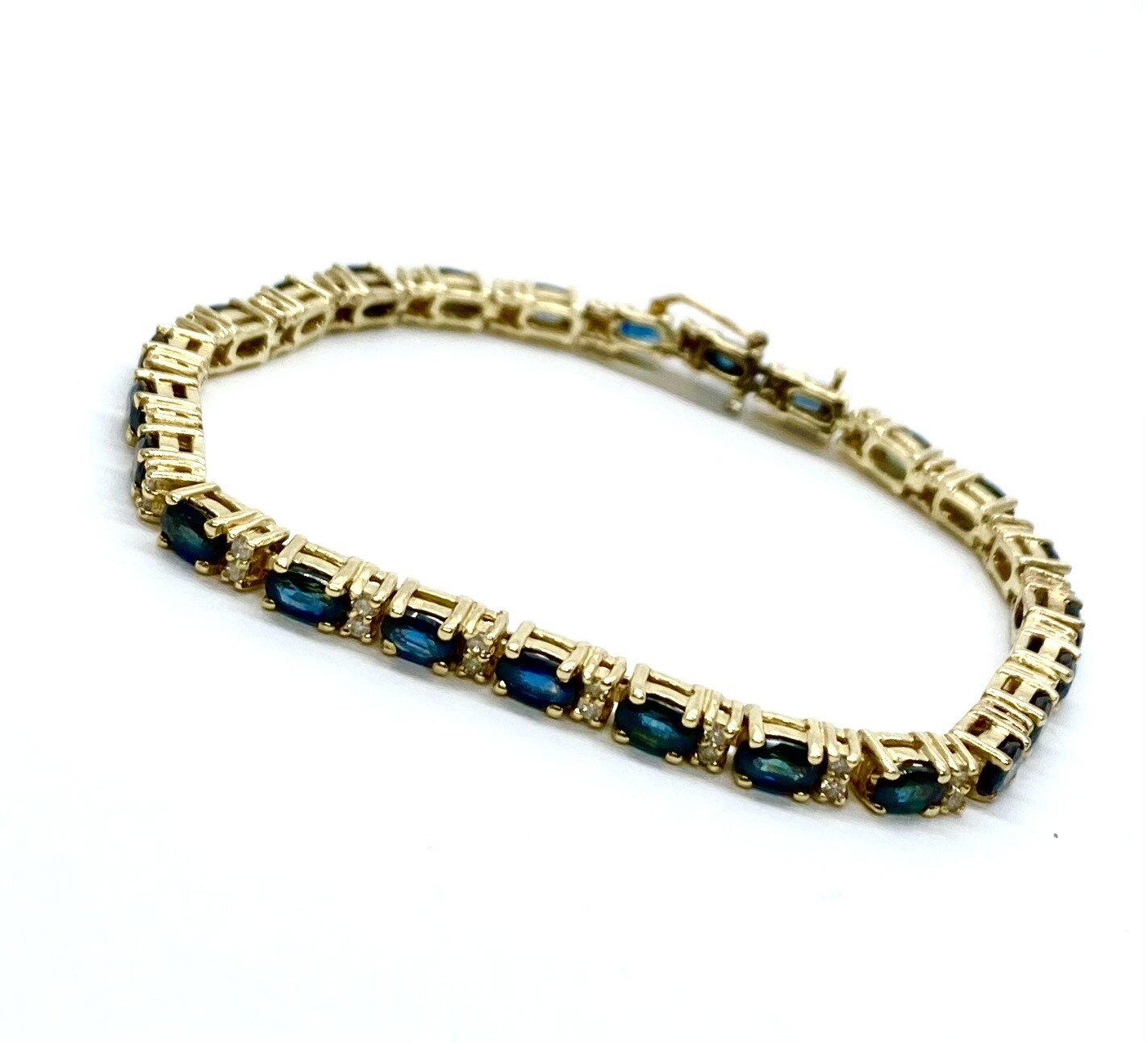 Estate Yellow Gold Sapphire and Diamond Bracelet