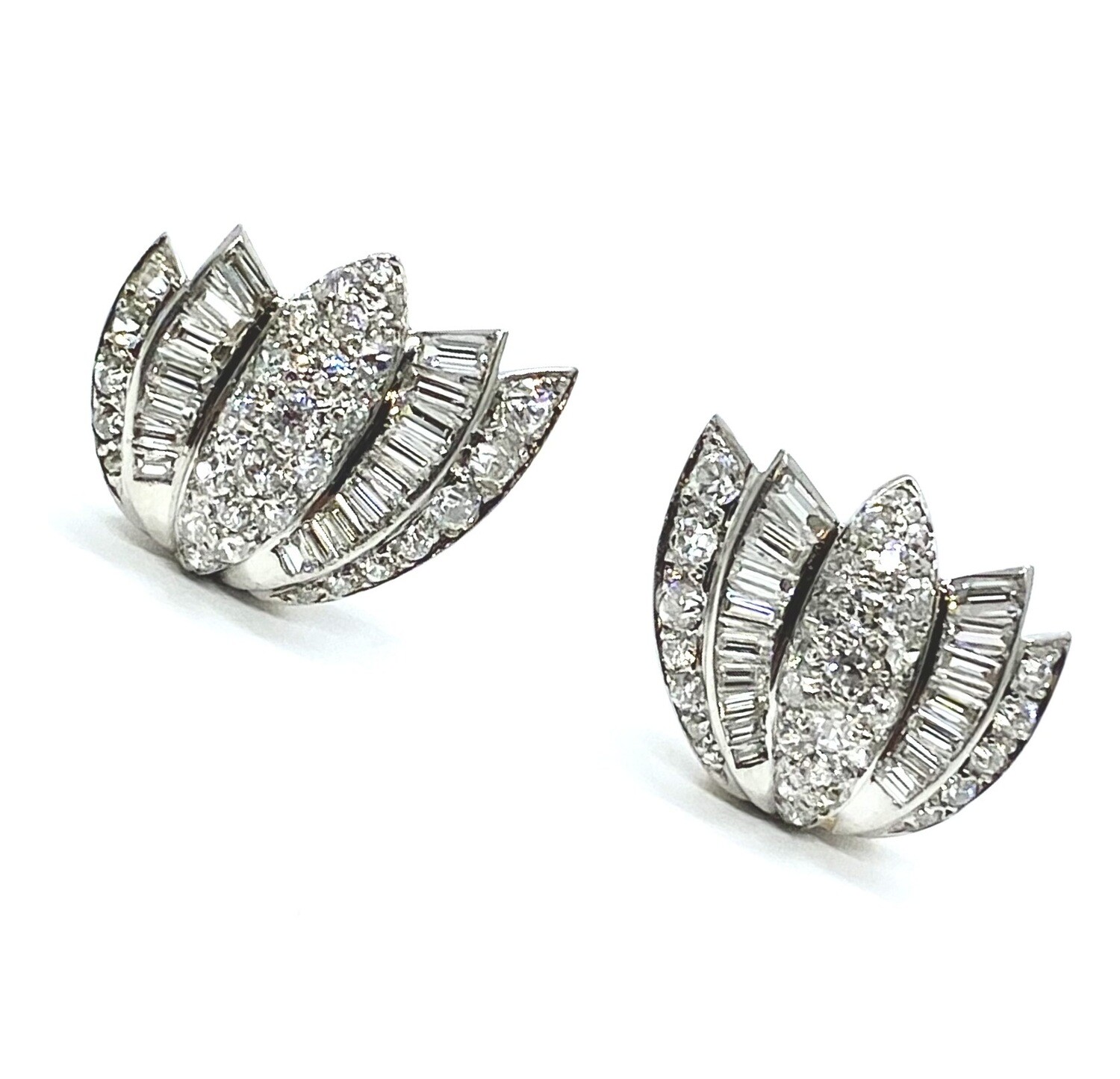 Estate Platinum and Diamond Earrings