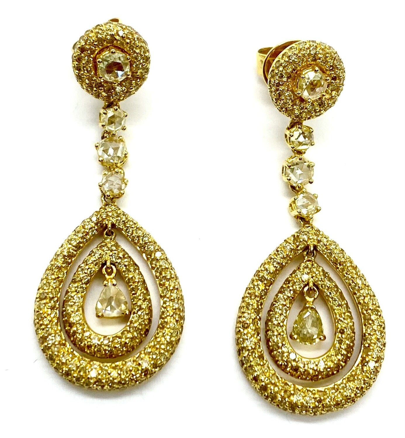 Yellow Gold and Diamond Earrings