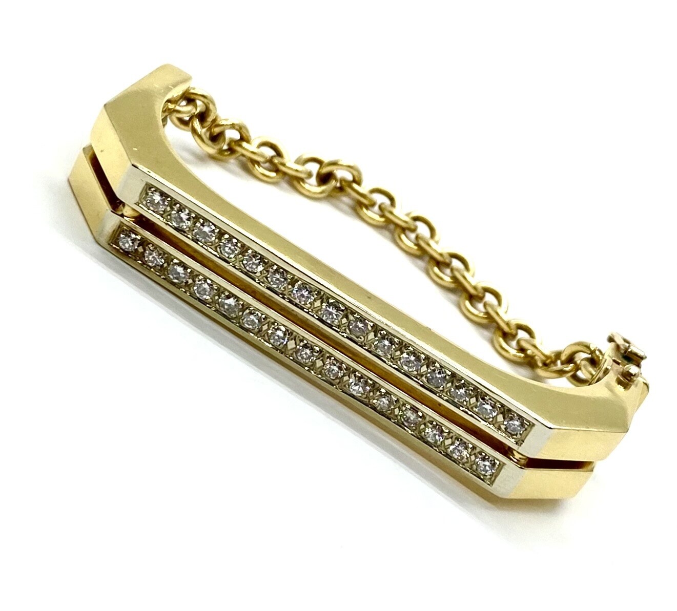 Estate Gold Bar Bangle Diamond Bracelet