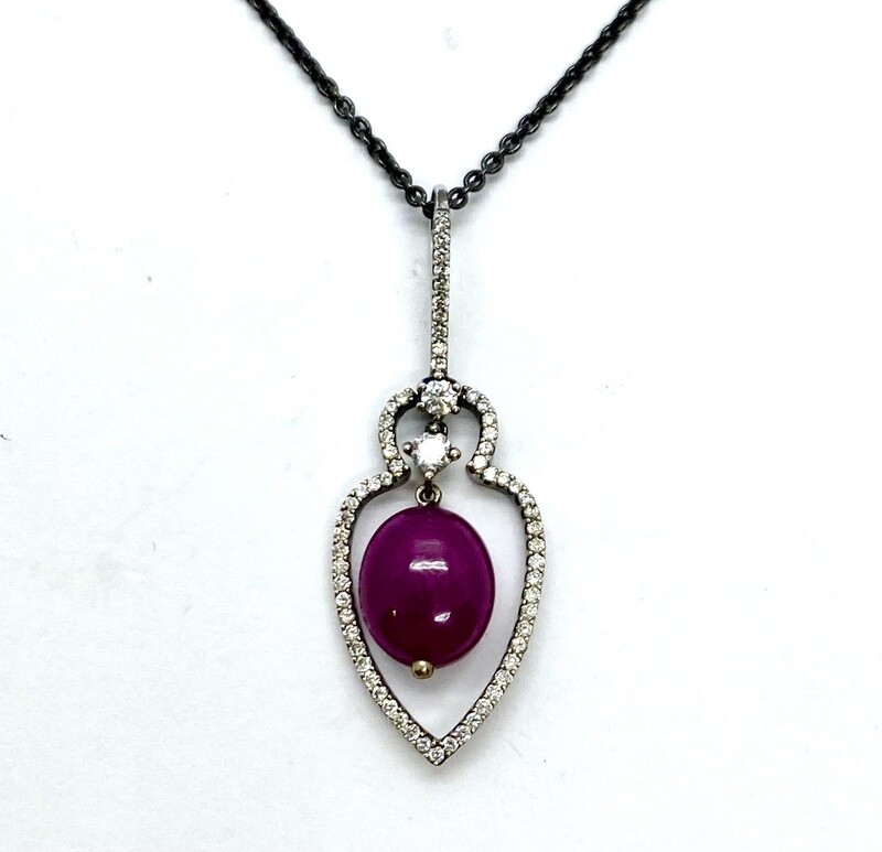 Black Gold and Diamond Ruby Pendant
