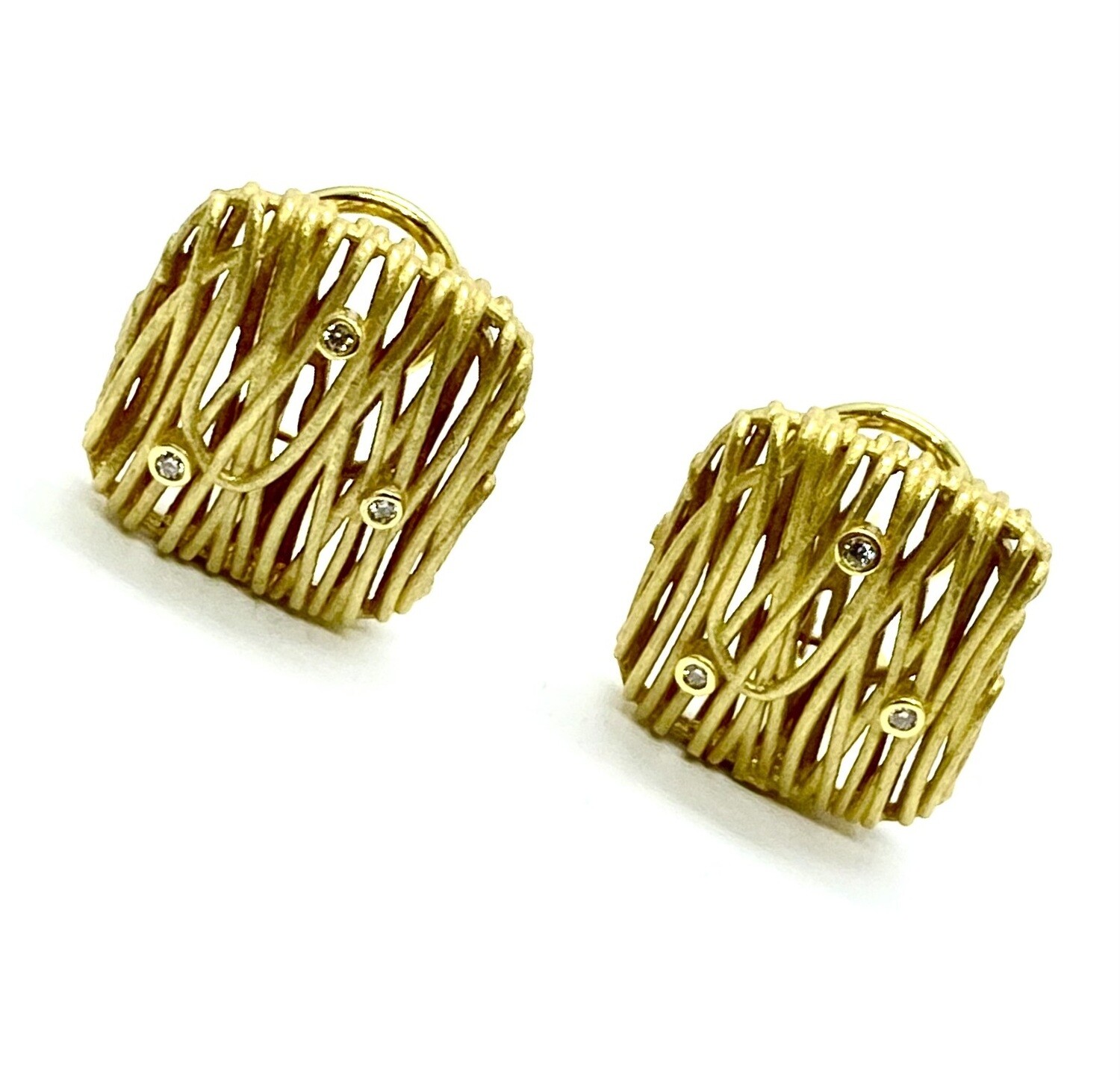 Estate Yellow Gold and Diamond Earrings