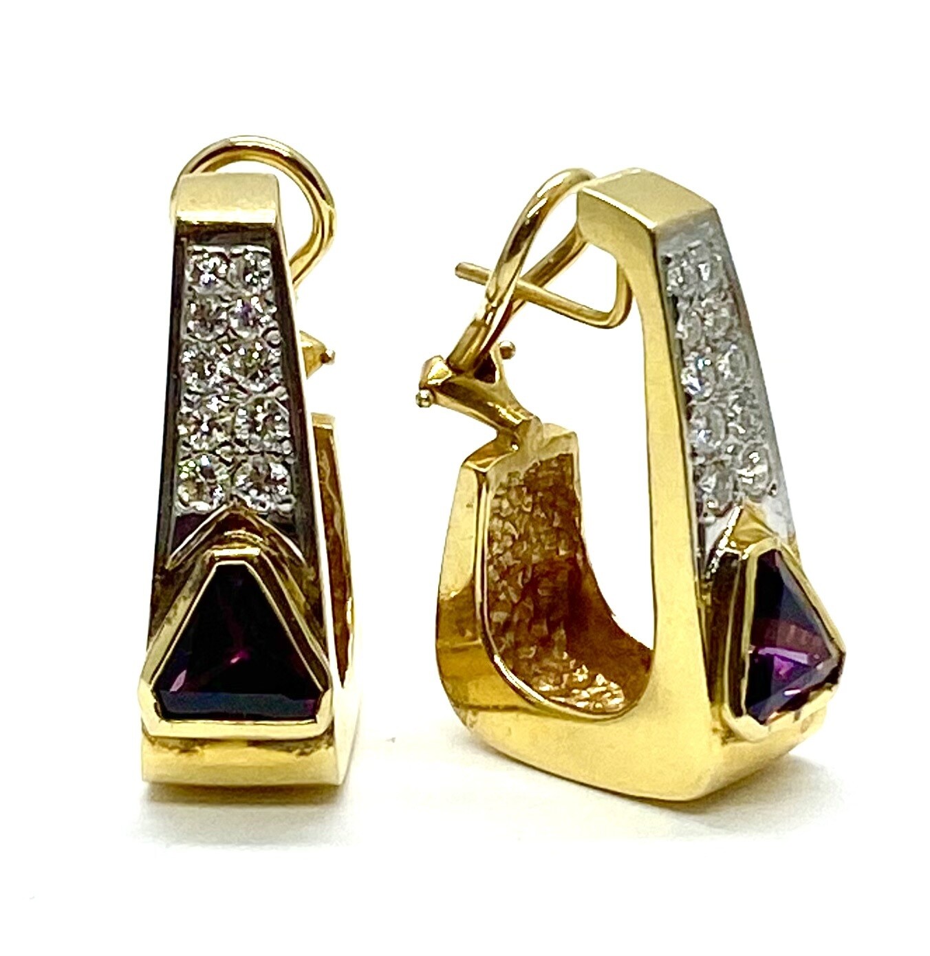 Estate Rhodolite Garnet and Diamonds Earrings