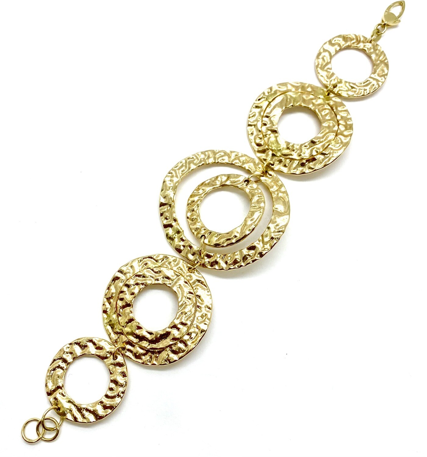 Hammered Gold link Circle Bracelet