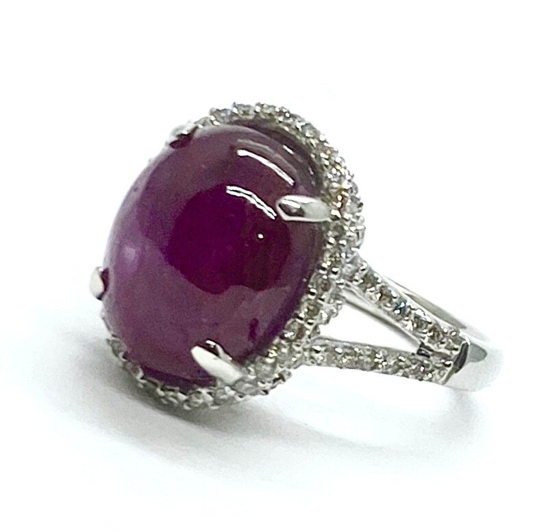 Star Ruby and Diamond Ring