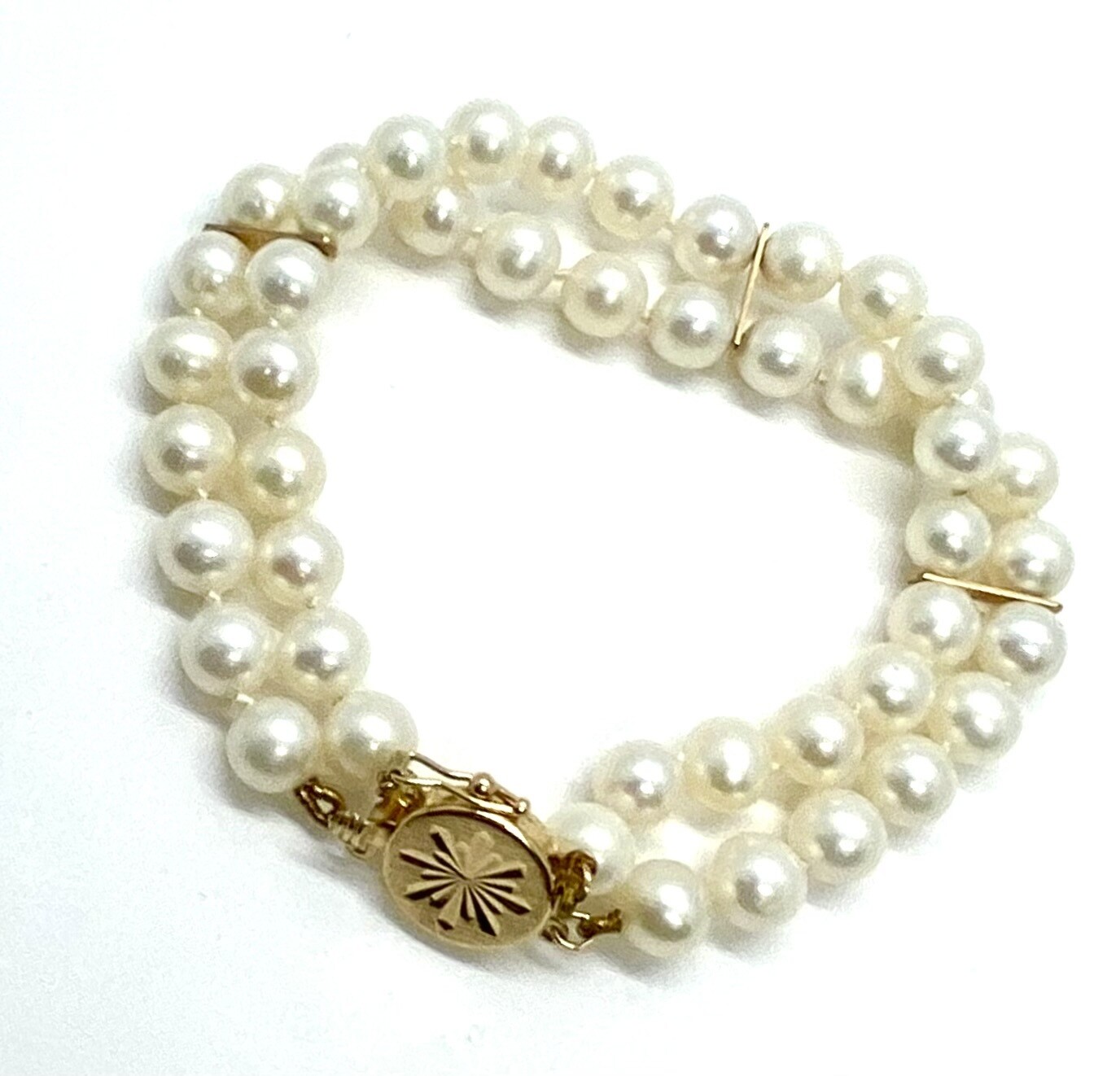 2-strand Pearl and Gold Bracelet