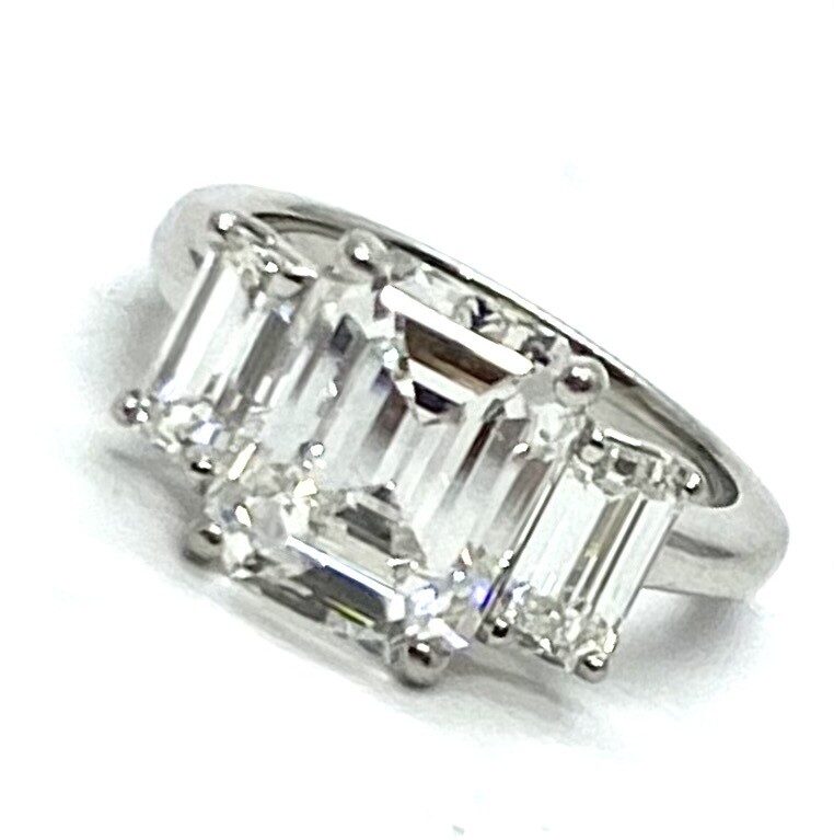4.08cts emerald cut F color Diamond Ring