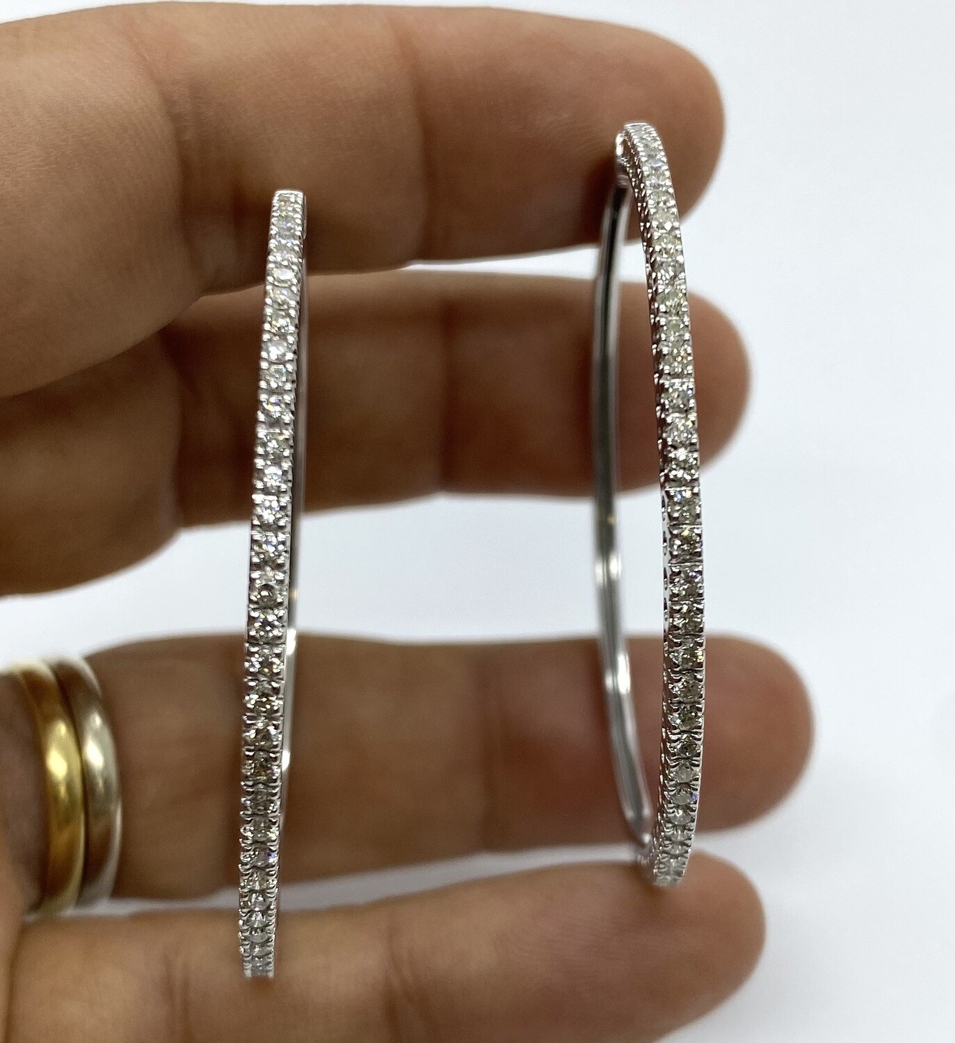 Diamond Hoop Earrings 2"