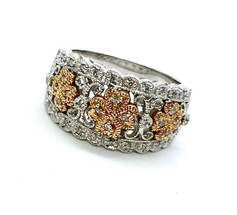 Vintage Rose and White Gold Diamond Ring